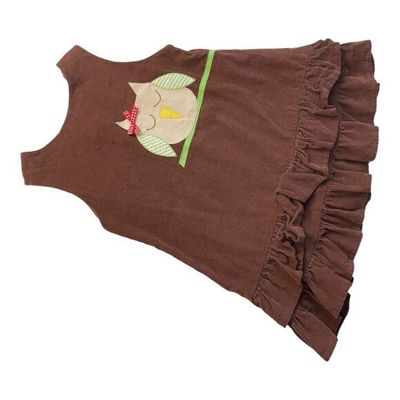 Funtasia! Too Toddler 4R Jumper Dress Owl Patchwork Corduroy Fall Ruffles - Picture 2 of 11